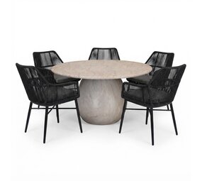 AVH-Collectie Dante Chianti dining tuinset 140xH75 cm 6 delig polystone marmerlook AVH-Collectie Dante Chianti dining tuinset 140xH75 cm 6 delig polystone marmerlook
