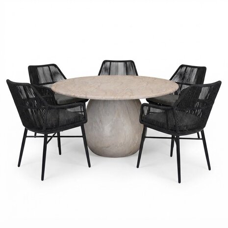 AVH-Collectie Dante Chianti dining tuinset 140xH75 cm 6 delig polystone marmerlook AVH-Collectie Dante Chianti dining tuinset 140xH75 cm 6 delig polystone marmerlook