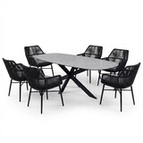 AVH-Collectie San Francisco Chianti dining tuinset 240x100xH76 cm 7 delig antraciet keramiek AVH-Collectie San Francisco Chianti dining tuinset 240x100xH76 cm 7 delig antraciet keramiek
