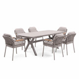 AVH-Collectie Vespera Monza dining tuinset 220x100xH74 cm 7 delig latte keramiek AVH-Collectie Vespera Monza dining tuinset 220x100xH74 cm 7 delig latte keramiek
