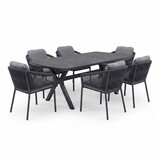 AVH-Collectie Vespera Joshua dining tuinset 220x100xH74 cm 7 delig antraciet keramiek AVH-Collectie Vespera Joshua dining tuinset 220x100xH74 cm 7 delig antraciet keramiek
