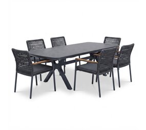 AVH-Collectie Vespera Salta dining tuinset 220x100xH74 cm 7 delig antraciet keramiek AVH-Collectie Vespera Salta dining tuinset 220x100xH74 cm 7 delig antraciet keramiek