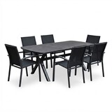 AVH-Collectie Vespera Malaga dining tuinset 220x100xH74 cm 7 delig antraciet keramiek AVH-Collectie Vespera Malaga dining tuinset 220x100xH74 cm 7 delig antraciet keramiek
