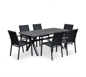 AVH-Collectie Vespera Malaga dining tuinset 220x100xH74 cm 7 delig antraciet keramiek AVH-Collectie Vespera Malaga dining tuinset 220x100xH74 cm 7 delig antraciet keramiek