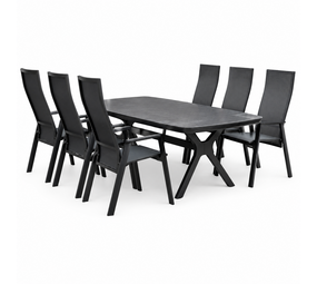 AVH-Collectie Vespera Nancy dining tuinset 220x100xH74 cm 7 delig verstelbaar antraciet AVH-Collectie Vespera Nancy dining tuinset 220x100xH74 cm 7 delig verstelbaar antraciet