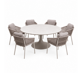 AVH-Collectie Flair Joshua dining tuinset 158xH75 cm 7 delig latte keramiek AVH-Collectie Flair Joshua dining tuinset 158xH75 cm 7 delig latte keramiek