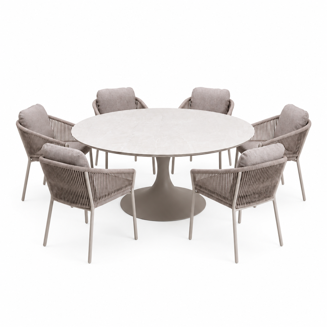 AVH-Collectie Flair Joshua dining tuinset 158xH75 cm 7 delig latte keramiek