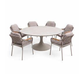 AVH-Collectie Flair Monza dining tuinset 158xH75 cm 7 delig latte keramiek AVH-Collectie Flair Monza dining tuinset 158xH75 cm 7 delig latte keramiek