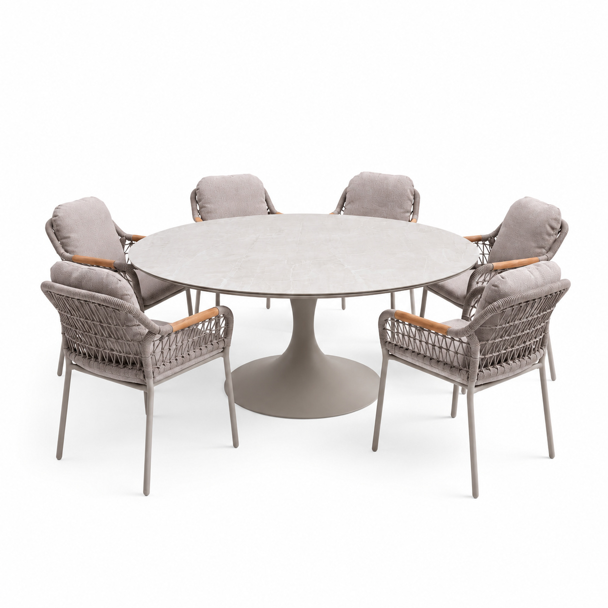AVH-Collectie Flair Monza dining tuinset 158xH75 cm 7 delig latte keramiek