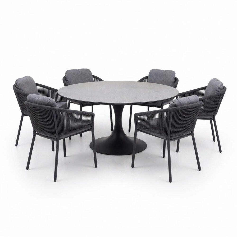 AVH-Collectie Flair Joshua dining tuinset 158xH75 cm 7 delig antraciet keramiek AVH-Collectie Flair Joshua dining tuinset 158xH75 cm 7 delig antraciet keramiek