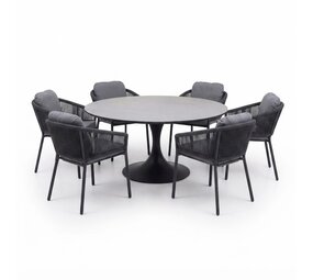 AVH-Collectie Flair Joshua dining tuinset 158xH75 cm 7 delig antraciet keramiek AVH-Collectie Flair Joshua dining tuinset 158xH75 cm 7 delig antraciet keramiek