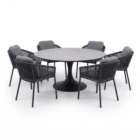 AVH-Collectie Flair Joshua dining tuinset 158xH75 cm 7 delig antraciet keramiek AVH-Collectie Flair Joshua dining tuinset 158xH75 cm 7 delig antraciet keramiek