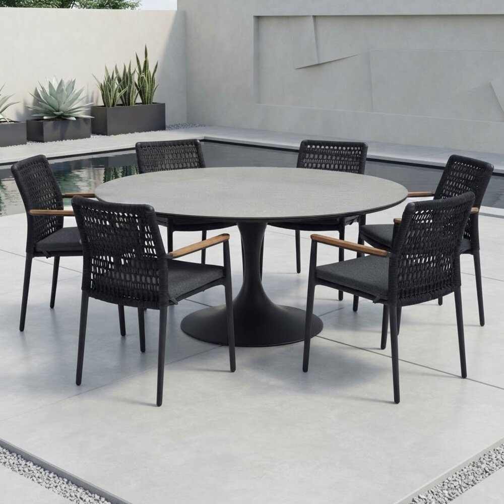 AVH-Collectie Flair Salta dining tuinset 158xH75 cm 7 delig antraciet keramiek AVH-Collectie Flair Salta dining tuinset 158xH75 cm 7 delig antraciet keramiek