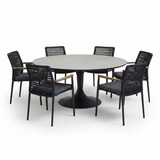 AVH-Collectie Flair Salta dining tuinset 158xH75 cm 7 delig antraciet keramiek AVH-Collectie Flair Salta dining tuinset 158xH75 cm 7 delig antraciet keramiek