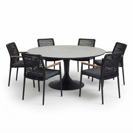 AVH-Collectie Flair Salta dining tuinset 158xH75 cm 7 delig antraciet keramiek AVH-Collectie Flair Salta dining tuinset 158xH75 cm 7 delig antraciet keramiek