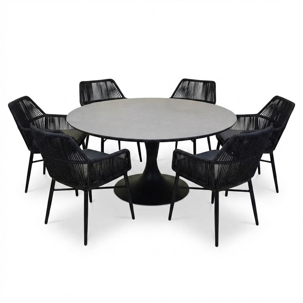 AVH-Collectie Flair Chianti dining tuinset 158xH75 cm 7 delig zwart rope AVH-Collectie Flair Chianti dining tuinset 158xH75 cm 7 delig zwart rope