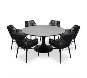 AVH-Collectie Flair Chianti dining tuinset 158xH75 cm 7 delig zwart rope AVH-Collectie Flair Chianti dining tuinset 158xH75 cm 7 delig zwart rope