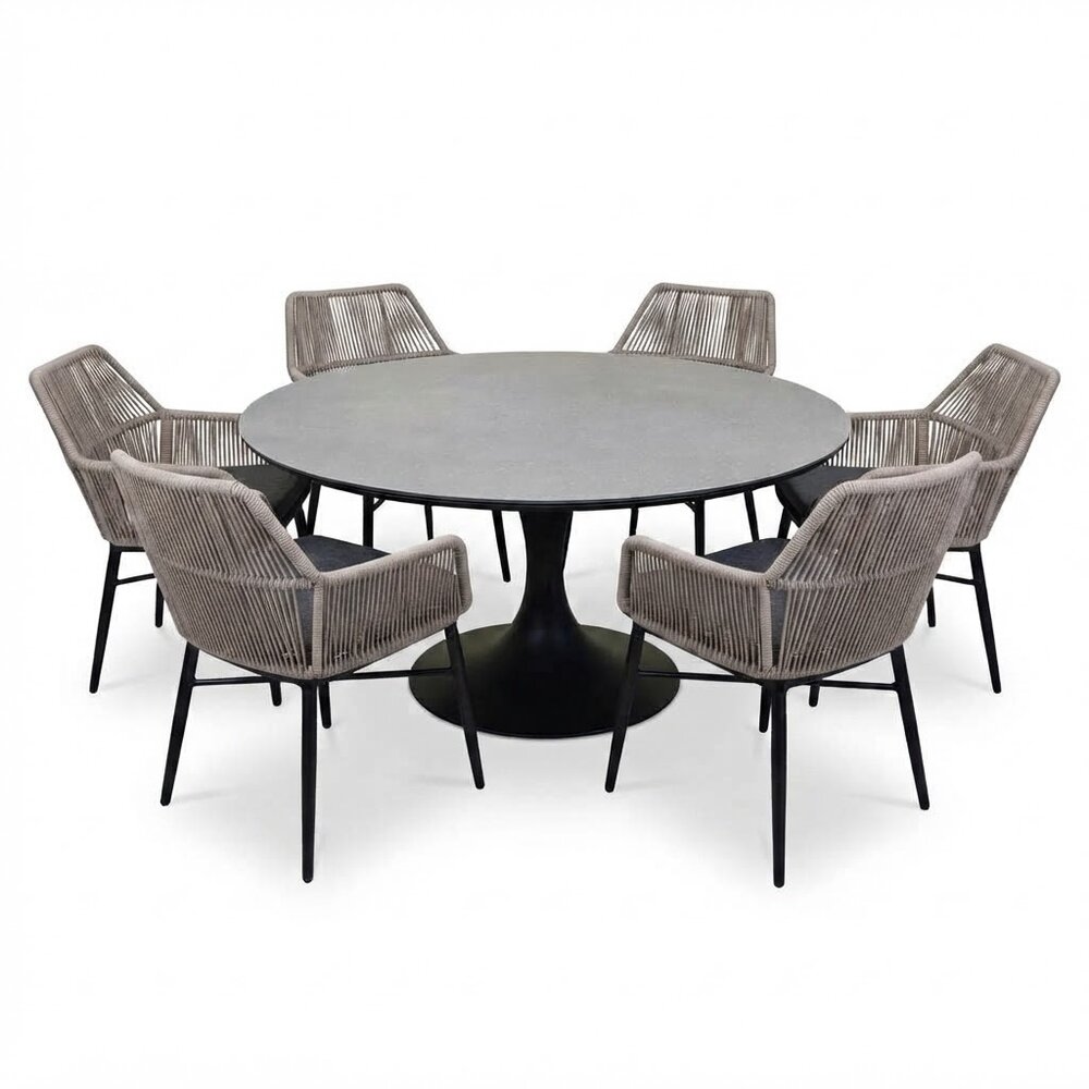 AVH-Collectie Flair Chianti dining tuinset 158xH75 cm 7 delig grijs rope AVH-Collectie Flair Chianti dining tuinset 158xH75 cm 7 delig grijs rope