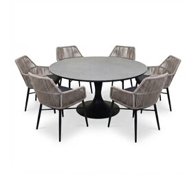 AVH-Collectie Flair Chianti dining tuinset 158xH75 cm 7 delig grijs rope AVH-Collectie Flair Chianti dining tuinset 158xH75 cm 7 delig grijs rope