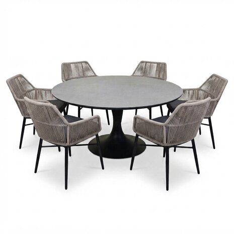 AVH-Collectie Flair Chianti dining tuinset 158xH75 cm 7 delig grijs rope AVH-Collectie Flair Chianti dining tuinset 158xH75 cm 7 delig grijs rope