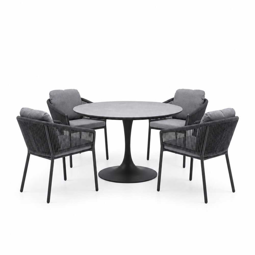 AVH-Collectie Flair Joshua dining tuinset 120xH75 cm 5 delig antraciet keramiek AVH-Collectie Flair Joshua dining tuinset 120xH75 cm 5 delig antraciet keramiek