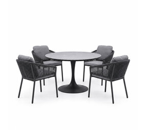 AVH-Collectie Flair Joshua dining tuinset 120xH75 cm 5 delig antraciet keramiek AVH-Collectie Flair Joshua dining tuinset 120xH75 cm 5 delig antraciet keramiek