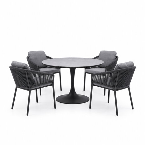 AVH-Collectie Flair Joshua dining tuinset 120xH75 cm 5 delig antraciet keramiek AVH-Collectie Flair Joshua dining tuinset 120xH75 cm 5 delig antraciet keramiek