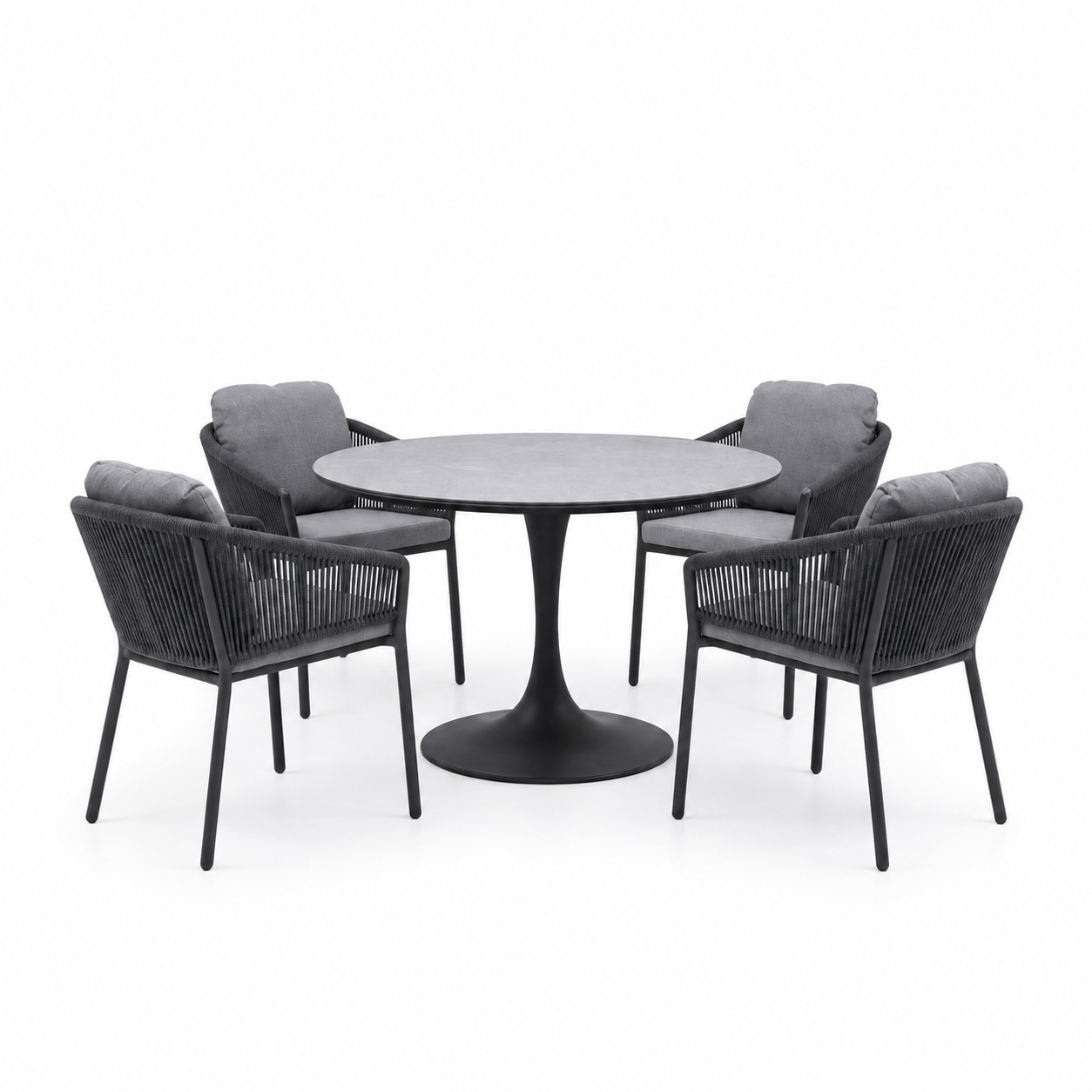AVH-Collectie Flair Joshua dining tuinset 120xH75 cm 5 delig antraciet keramiek