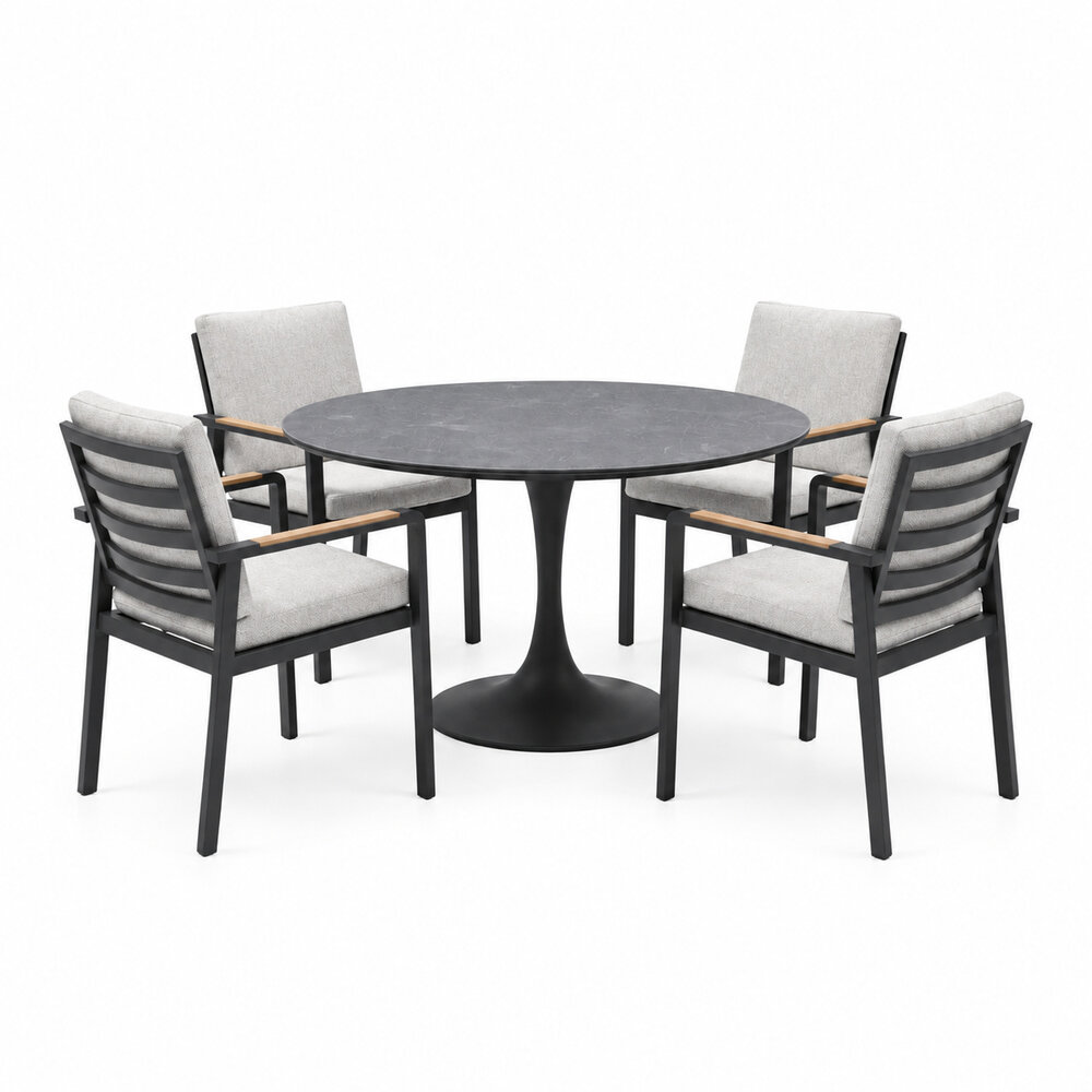 AVH-Collectie Flair Lola dining tuinset 120xH75 cm 5 delig antraciet keramiek AVH-Collectie Flair Lola dining tuinset 120xH75 cm 5 delig antraciet keramiek