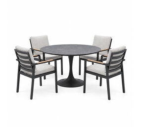 AVH-Collectie Flair Lola dining tuinset 120xH75 cm 5 delig antraciet keramiek AVH-Collectie Flair Lola dining tuinset 120xH75 cm 5 delig antraciet keramiek