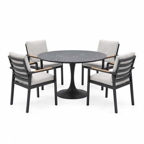 AVH-Collectie Flair Lola dining tuinset 120xH75 cm 5 delig antraciet keramiek AVH-Collectie Flair Lola dining tuinset 120xH75 cm 5 delig antraciet keramiek