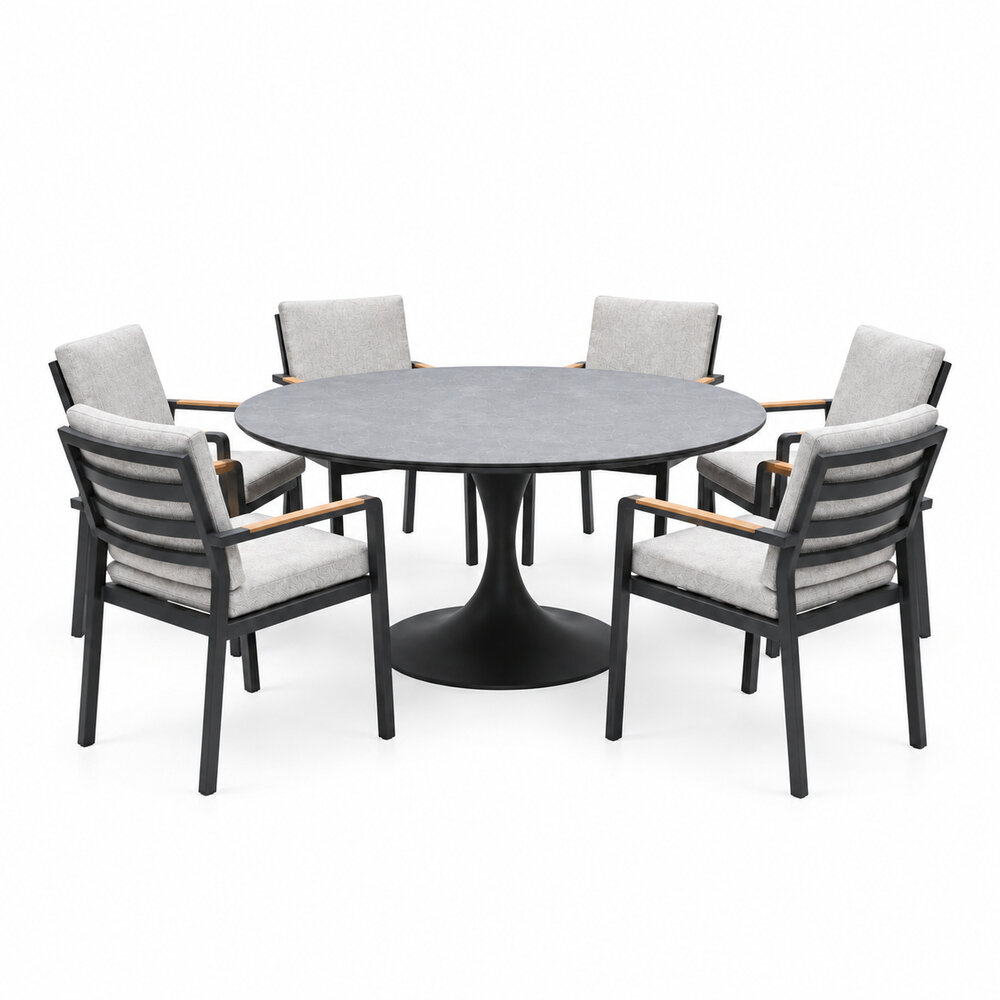 AVH-Collectie Flair Lola dining tuinset 158xH75 cm 7 delig antraciet keramiek AVH-Collectie Flair Lola dining tuinset 158xH75 cm 7 delig antraciet keramiek