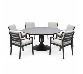 AVH-Collectie Flair Lola dining tuinset 158xH75 cm 7 delig antraciet keramiek AVH-Collectie Flair Lola dining tuinset 158xH75 cm 7 delig antraciet keramiek