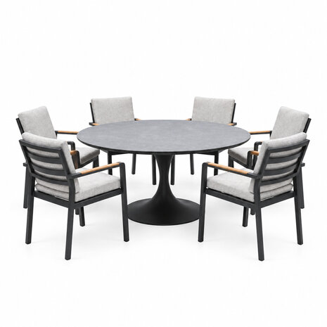 AVH-Collectie Flair Lola dining tuinset 158xH75 cm 7 delig antraciet keramiek AVH-Collectie Flair Lola dining tuinset 158xH75 cm 7 delig antraciet keramiek