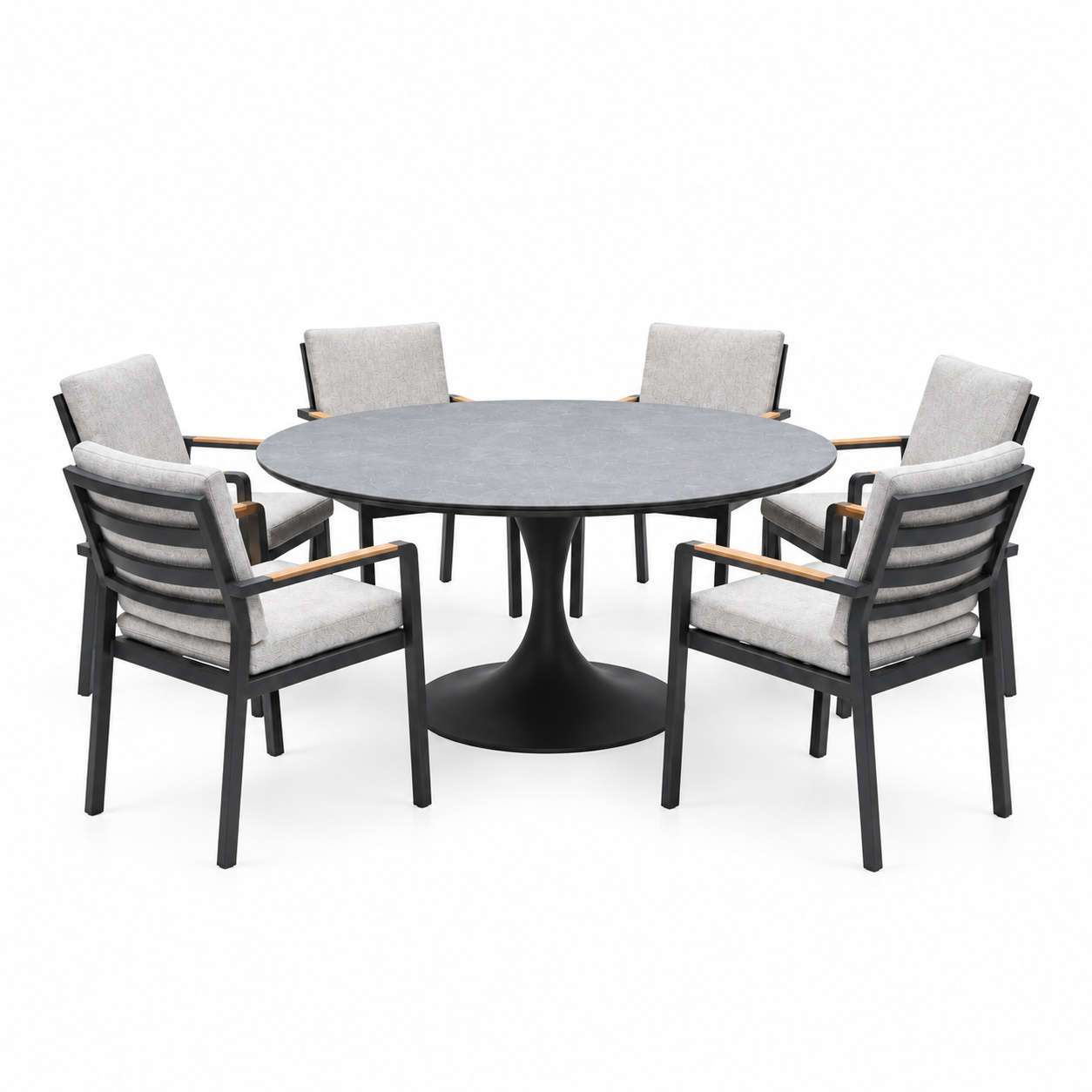 AVH-Collectie Flair Lola dining tuinset 158xH75 cm 7 delig antraciet keramiek