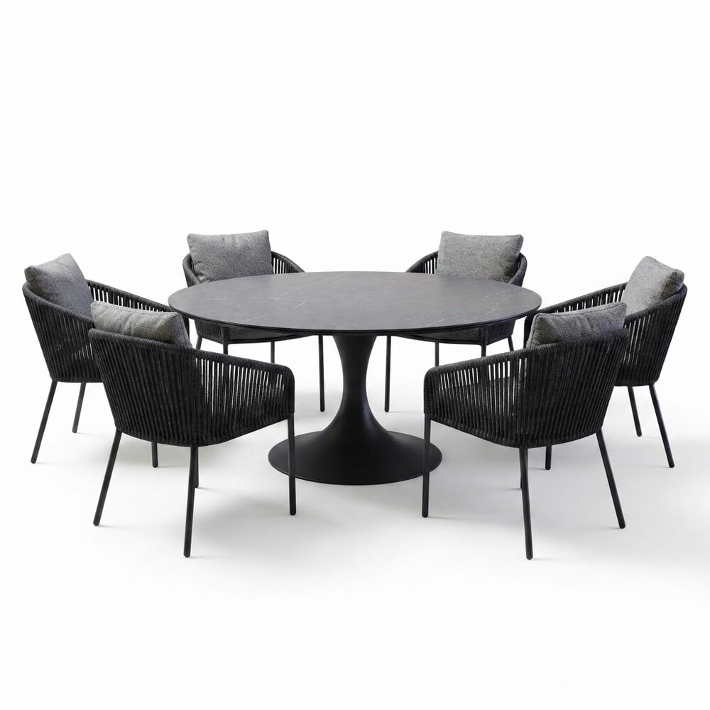 AVH-Collectie Flair Brightling dining tuinset 158xH75 cm 7 delig antraciet keramiek AVH-Collectie Flair Brightling dining tuinset 158xH75 cm 7 delig antraciet keramiek