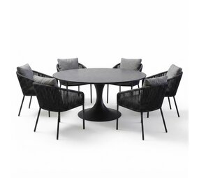AVH-Collectie Flair Brightling dining tuinset 158xH75 cm 7 delig antraciet keramiek AVH-Collectie Flair Brightling dining tuinset 158xH75 cm 7 delig antraciet keramiek
