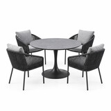 AVH-Collectie Flair Brightling dining tuinset 120xH75 cm 5 delig antraciet keramiek AVH-Collectie Flair Brightling dining tuinset 120xH75 cm 5 delig antraciet keramiek