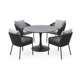 AVH-Collectie Flair Brightling dining tuinset 120xH75 cm 5 delig antraciet keramiek AVH-Collectie Flair Brightling dining tuinset 120xH75 cm 5 delig antraciet keramiek