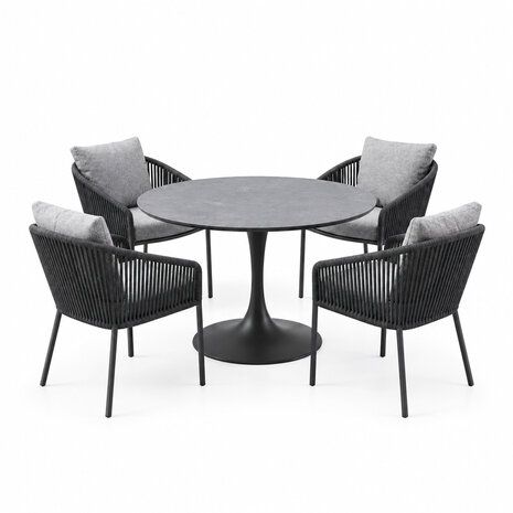 AVH-Collectie Flair Brightling dining tuinset 120xH75 cm 5 delig antraciet keramiek AVH-Collectie Flair Brightling dining tuinset 120xH75 cm 5 delig antraciet keramiek