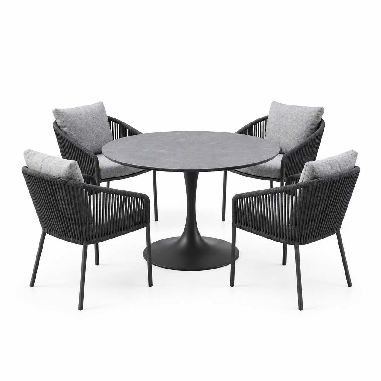 AVH-Collectie Flair Brightling dining tuinset 120xH75 cm 5 delig antraciet keramiek
