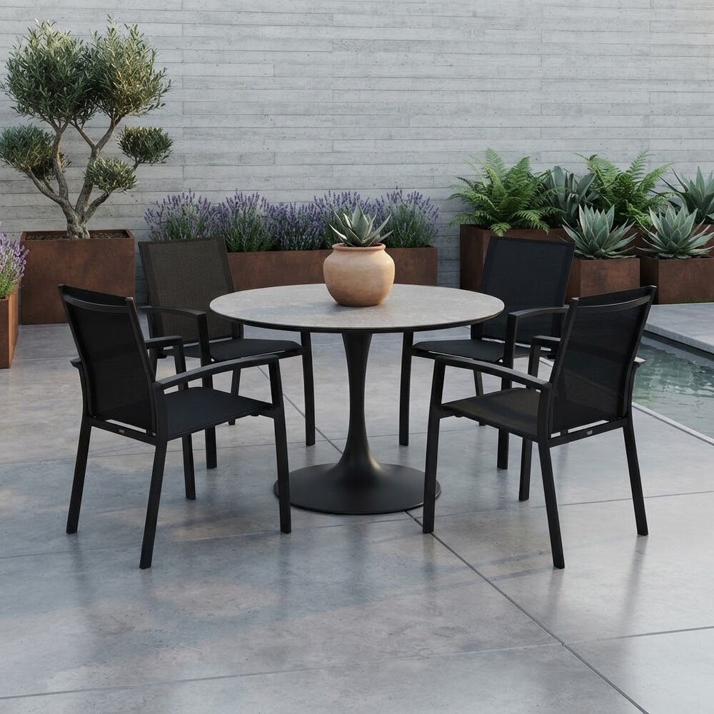 AVH-Collectie Flair Malaga dining tuinset 120xH75 cm 5 delig antraciet keramiek AVH-Collectie Flair Malaga dining tuinset 120xH75 cm 5 delig antraciet keramiek