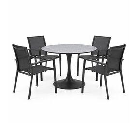AVH-Collectie Flair Malaga dining tuinset 120xH75 cm 5 delig antraciet keramiek AVH-Collectie Flair Malaga dining tuinset 120xH75 cm 5 delig antraciet keramiek