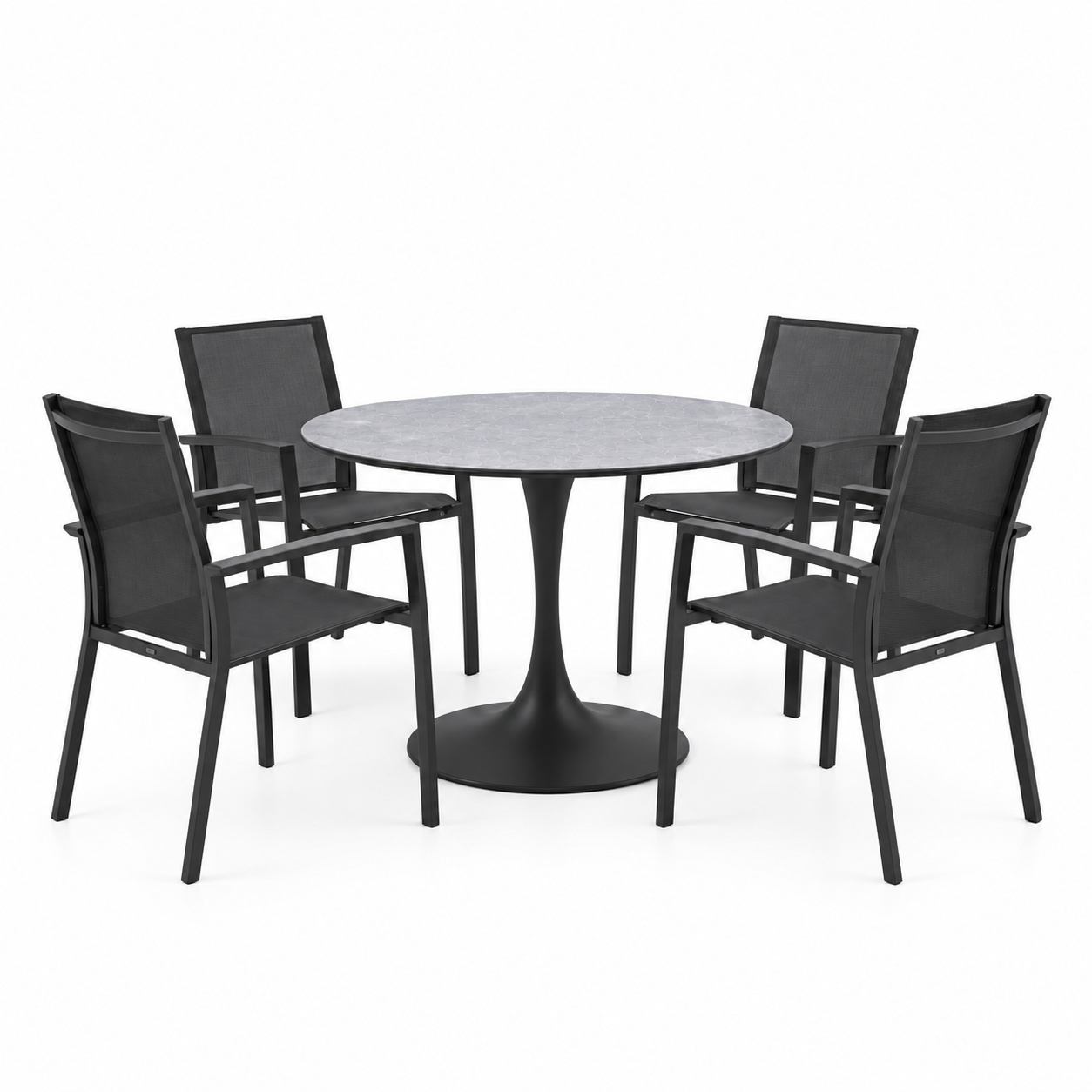 AVH-Collectie Flair Malaga dining tuinset 120xH75 cm 5 delig antraciet keramiek
