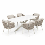 AVH-Collectie Derby Sarenza dining tuinset 240x100xH77 cm 7 delig latte keramiek AVH-Collectie Derby Sarenza dining tuinset 240x100xH77 cm 7 delig latte keramiek