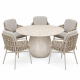 AVH-Collectie Luxor Dante dining tuinset 140xH75 cm 6 delig latte polystone marmerlook AVH-Collectie Luxor Dante dining tuinset 140xH75 cm 6 delig latte polystone marmerlook