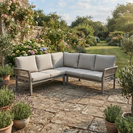 AVH-Collectie Saigon hoek loungeset 3 delig latte zand aluminium AVH-Collectie Saigon hoek loungeset 3 delig latte zand aluminium