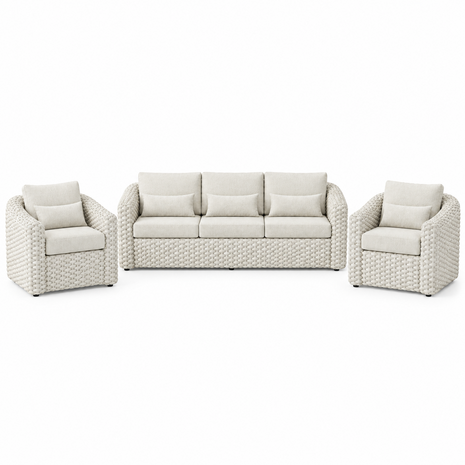 AVH-Collectie Amora stoel bank loungeset 3 delig zand rope AVH-Collectie Amora stoel bank loungeset 3 delig zand rope