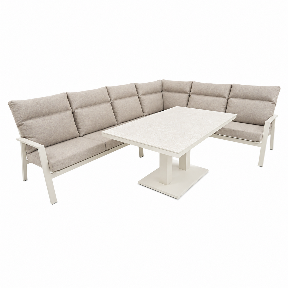 AVH-Collectie Pacific dining hoek loungeset 5 delig aluminium verstelbaar latte AVH-Collectie Pacific dining hoek loungeset 5 delig aluminium verstelbaar latte