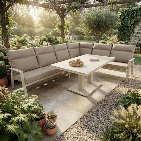AVH-Collectie Pacific dining hoek loungeset 5 delig aluminium verstelbaar latte AVH-Collectie Pacific dining hoek loungeset 5 delig aluminium verstelbaar latte